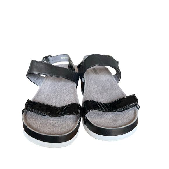 SoftWalk Black Wedge Sandals Comfort Footbed Adjustable Straps Shoes Size 7W - Picture 2 of 7